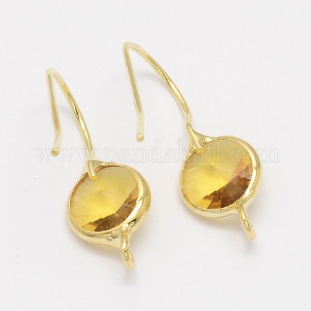 Crochets d'oreilles en verre de laiton doré KK-L117-G04-1
