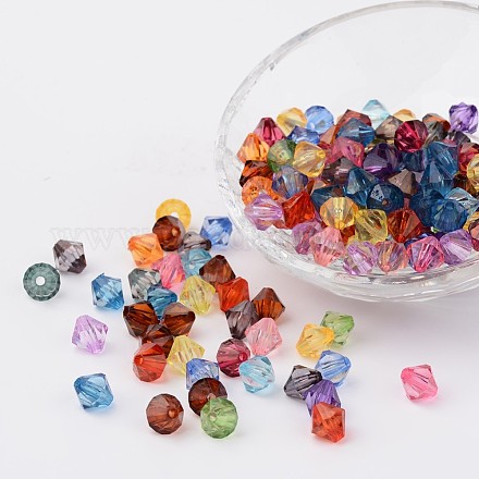 Faceted Bicone Transparent Acrylic Beads DBB14MM-1