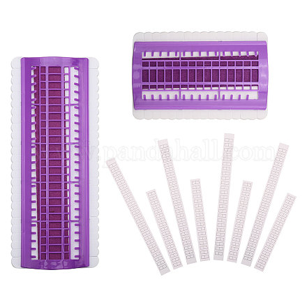 GLOBLELAND 2 Sets 34 50 Positions Floss Organizer Embroidery Shelf Thread Organizer for Cross Stitch Embroidery Thread Craft DIY Sewing Storage with 8Pcs Replaceable Label Stickers Blue Violet FIND-GL0001-57-1