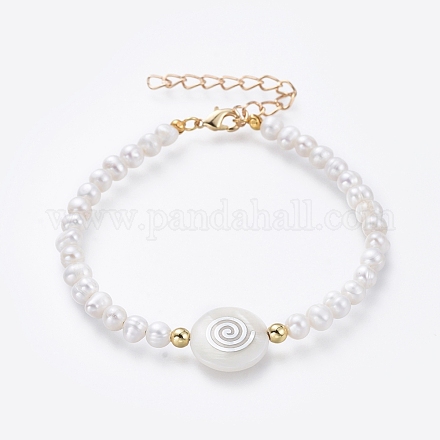 Natürliche Süßwasserperlen Perlen Armbänder BJEW-JB05123-03-1