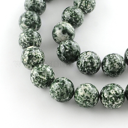 Perles rondes en jaspe tache verte naturelle G-R333-20mm-01-1