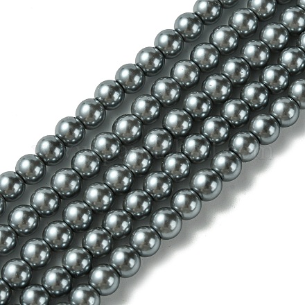 Hebras redondas de perlas de vidrio teñido ecológico HY-A008-6mm-RB077-1
