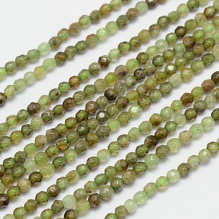 Grenat vert naturel facettes brins de perles rondes G-I156-03-1