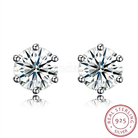 Exquisite 925 Sterling Silver Cubic Zirconia Stud Earrings EJEW-BB20135-1