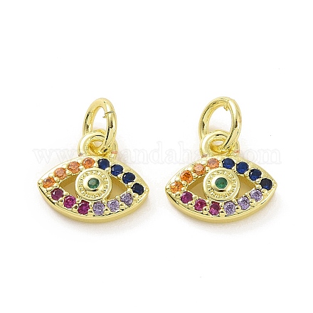 Brass Micro Pave Colorful Cubic Zirconia Charms KK-E068-VF078-1