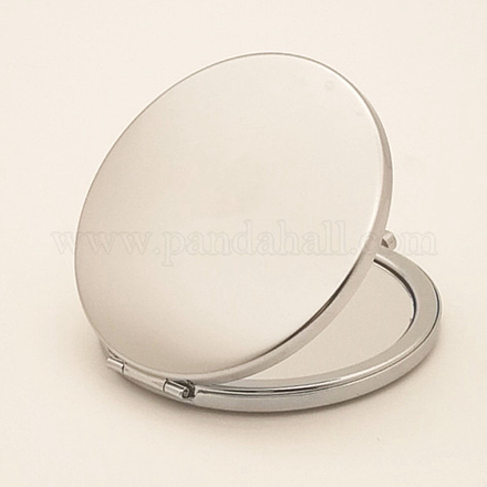 鉄鏡  ガラス鏡面付き  フラットラウンド  プラチナ  65x13mm MRMJ-WH0065-48P-1