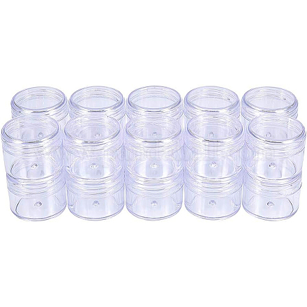 Benecreat 20 confezione da 30 ml di barattolo vuoto in plastica trasparente per perline con coperchi arrotondati a vite per perline CON-BC0004-22B-43x36-1