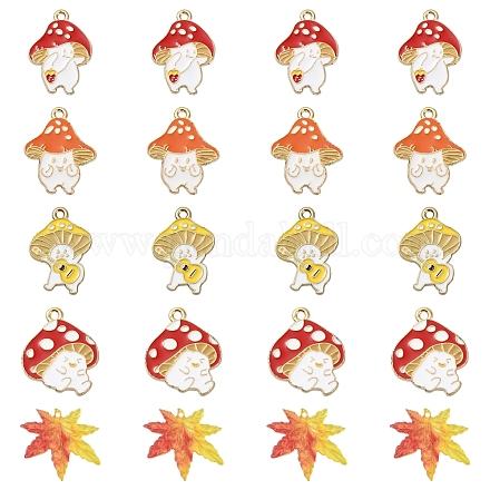 20 pièces 5 pendentifs en émail d'alliage de thème d'automne de style ENAM-FS0001-54-1