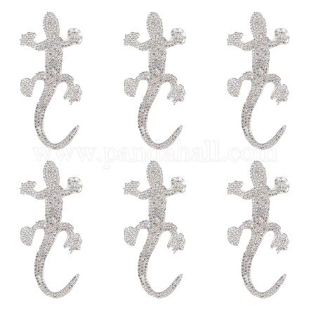 Fingerinspire 6 Stück Kristall Autoaufkleber Bling Strass Gecko Aufkleber (weiß) zum Dekorieren von Autos Stoßstange Fenster Laptops Gepäck Strass Aufkleber DIY-FG0001-34-1
