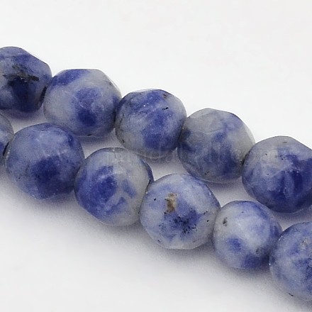 Facettes rondes tache bleue naturelle perles de jaspe G-E302-074-4mm-1