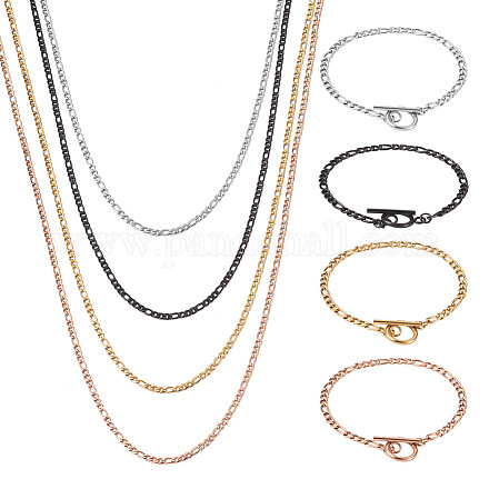 Yilisi 8 Stück 8 Stil 304 Edelstahl Figaro Ketten Halsketten und Armbänder SJEW-YS0001-02-1