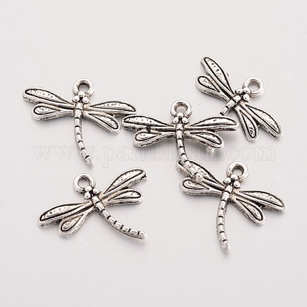 3D Dragonfly Tibetan Style Zinc Alloy Pendants TIBEP-Q033-132-1