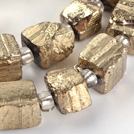 Nuggets Electroplated Natural Pyrite Beads Strands G-I177-04B-1