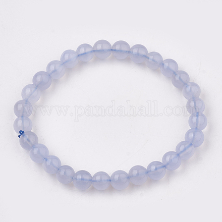 Natural Blue Lace Agate Stretch Bracelets BJEW-S138-01B-1