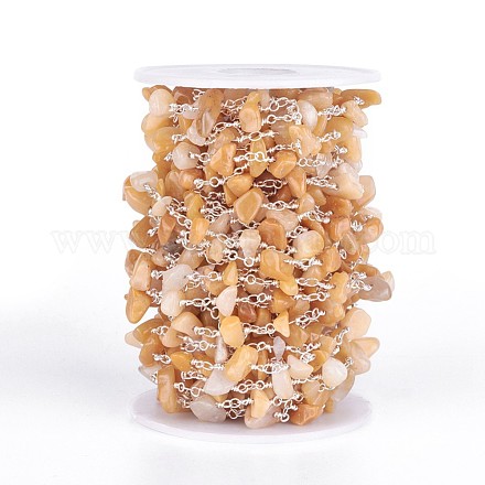 Chaînes de perles d'aventurine jaune naturelles faites à la main CHC-F007-12-1
