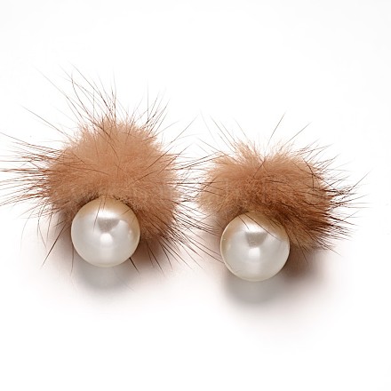 De doble cara de vellosidades acrílico imitar zarcillos de perlas EJEW-O033-02C-1