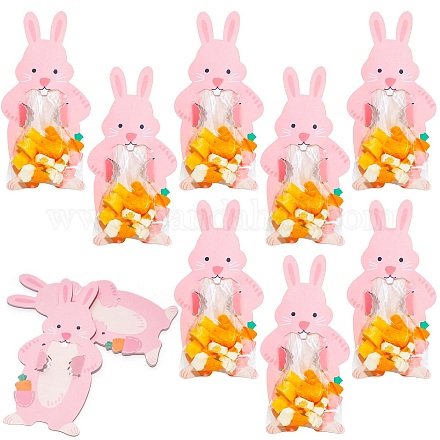 20 Uds. Bolsas de almacenamiento de dulces de plástico y papel de conejo de Pascua PW-WG91212-01-1