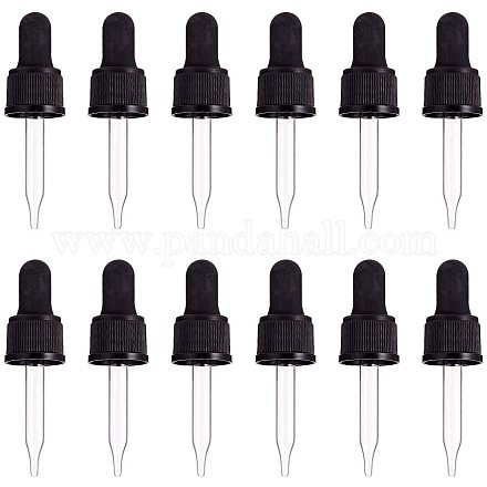 PandaHall Elite 12pcs Glass Eye Droppers for Essential Oil 10ml (1/3 Ounce) Pressure Rotating Cover Oil Droppers Pipettes Roller Tops for Essential Oil Bottles PH-TOOL-G011-13B-1