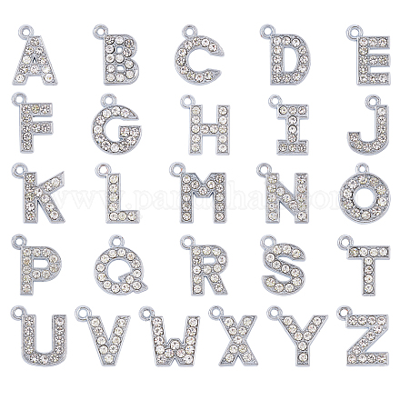 SUPERFINDINGS 26pcs A-Z Rhinestone Letters Rhinestones Slide Alphabet Charms Letters for Craft Necklace Jewelry Making ALRI-FH0001-01-1