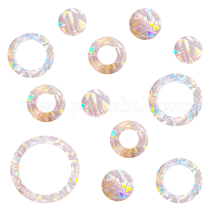 AHANDMAKER 24 Pcs Anti-Collision Window Decals Ring and Circle Static Window Clings Non Adhesive Prismatic Vinyl Clings Bird Strikes Save Birds from Window Collisions AJEW-WH0033-96-1