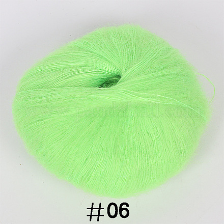 アンゴラモヘアウール編み糸 25g  ショールスカーフ人形かぎ針編み用品用  淡緑色  1mm PW22070125007-1