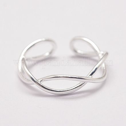 Los anillos de dedo brazalete de plata de ley X-RJEW-P118-22-1