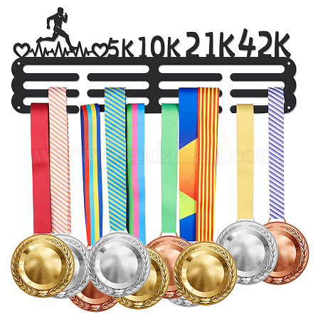 Support de suspension de médaille de fer de thème de sports de marathon support mural d'affichage ODIS-WH0021-637-1