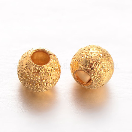 Perles rondes en laiton texturées KK-L129-23G-1
