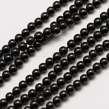 Spinelle naturel noir brins de perles rondes G-A130-3mm-32-1