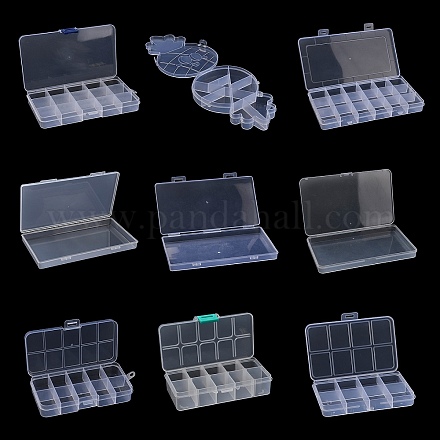 プラスチックグリッドビーズ容器  混合図形  透明  10.85~19.1x6.9~10.3x1.6~3cm  内径：2.5~11x3~18.5のCM CON-XCP0002-28-1