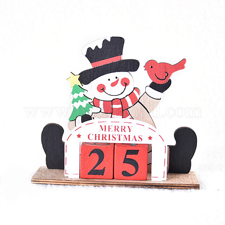 木製人形ディスプレイ装飾  クリスマスの装飾品  パーティーギフトの家の装飾  雪だるま  52x150x135mm XMAS-PW0001-085C-1