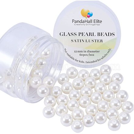 Cuentas redondas de perlas de vidrio teñidas ecológicas HY-PH0001-12mm-RB011-1