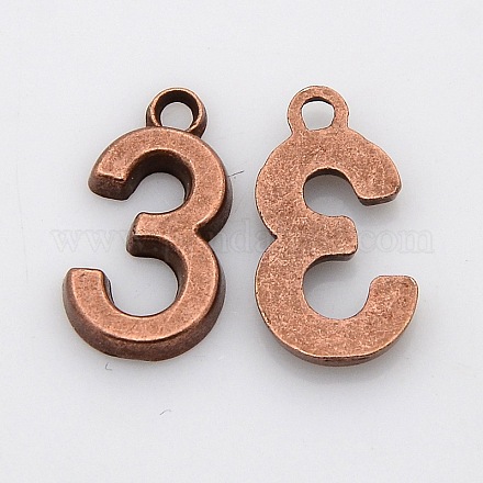 Rack Plated Zinc Alloy Number Charms PALLOY-A062-3R-NR-1