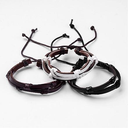 Adjustable Multi-strand Leather Cord Bracelets BJEW-D423-09-1