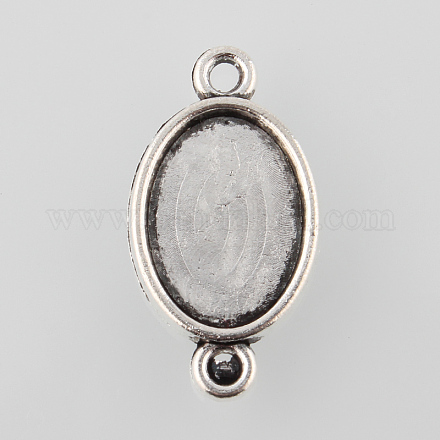 Antique Silver Tibetan Style Alloy Cabochon Connector Settings X-TIBE-M022-04AS-1