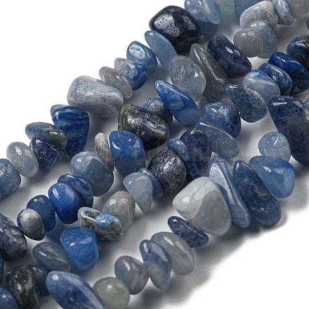 Natural Blue Aventurine Chip Beads Strands G-M205-10C-1