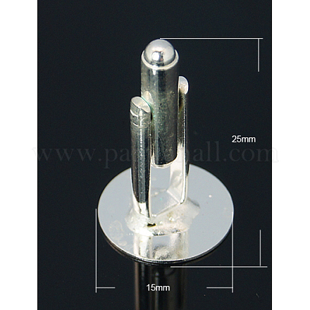 真鍮製カフボタン  アパレルアクセサリのカフスボタンパーツ  銀  25x15mm X-KK-E064-S-1