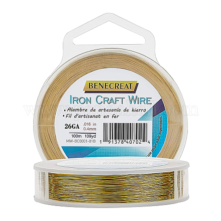 BENECREAT 0.3mm(28 Gauge) 150m Tarnish Resistant Golden Iron Crafting Wire for Jewelry Beading Project MW-BC0001-01A-1
