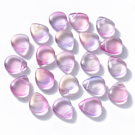 Transparent Spray Painted Glass Beads GLAA-T016-29G-1