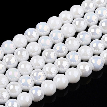 Chapelets de perles en verre opaque électrolytique X-GLAA-T032-P4mm-AB02-1