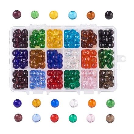 Perles de verre transparentes 18 couleurs GLAA-JP0001-13-1
