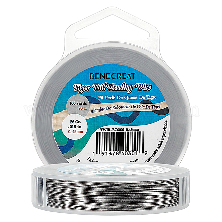 BENECREAT 300-Feet 0.018inch/0.46mm Tiger Tail Beading Wire 7-Strand Bead Stringing Wire TWIR-BC0001-0.45mm-1