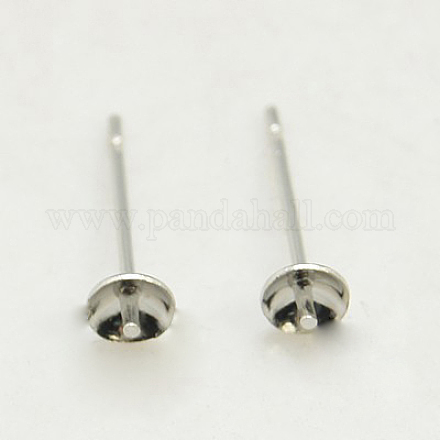Iron Stud Earring Findings IFIN-G053-4mm-S-1