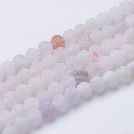Chapelets de perle en agate craquelée naturelle et teinte G-T056-8mm-04-1