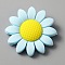 Food Grade Eco-Friendly Silicone Beads, Sunflower, Aqua, 39.5~40x9.5mm, Hole: 2mm