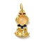 Brass Micro Pave Colorful Cubic Zirconia Glass Pendants, Real 18K Gold Plated, Girl, 15x8x2.8mm, Hole: 3.2mm