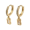 Brass Dangle Earrings, with Glass, Rectangle, 21x4mm
