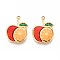 304 Stainless Steel Pendants, with Enamel, Apple & Orange Charm, Real 18K Gold Plated, Ion Plating(IP), Crimson, 23x16x2mm, Hole: 1.8mm