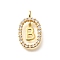 Brass Micro Pave Cubic Zirconia Pendants, Real 18K Gold Plated, Oval with Letter Charms, Letter B, 18.5x11x3.5mm, Hole: 2x1.5mm