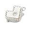 Brass Micro Pave Cubic Zirconia Box Clasps, with Shell, Heart, Platinum, 12x16x8.5mm, Hole: 1.4mm and 1.2mm